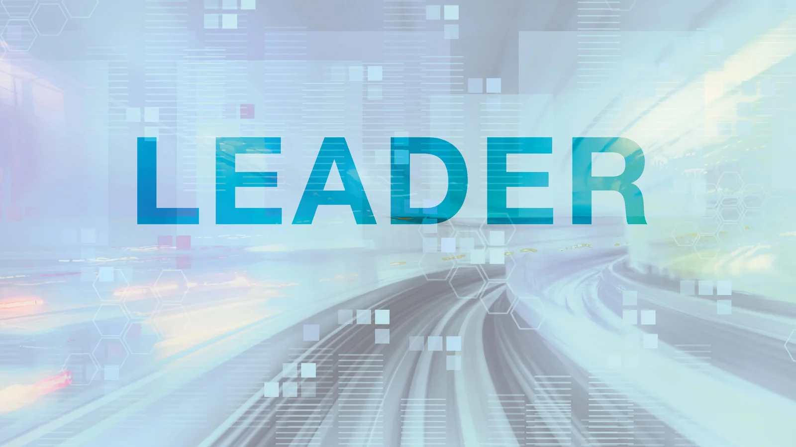 Visual with the lettering “Leader”.