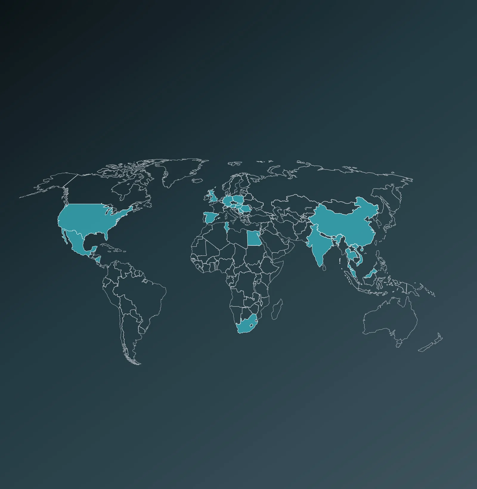 Dark World map with markings that show DRÄXLMAIER locations.