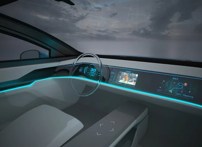 Ein Visual für das Interieur eines Autos. 