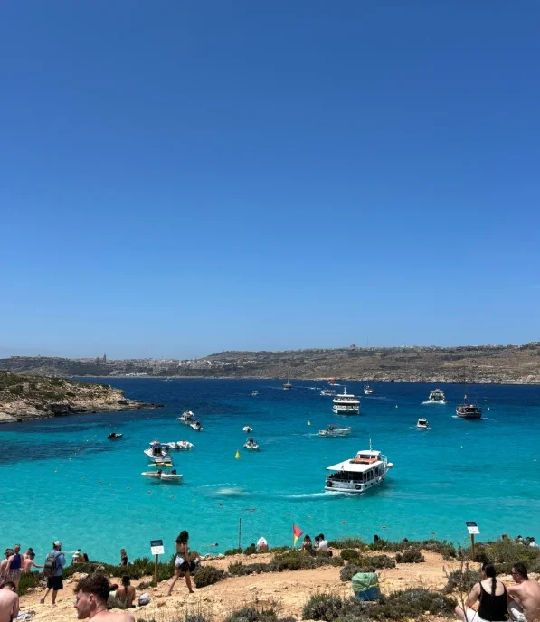 Turquoise blue waters of the Blue Lagoon on Comino