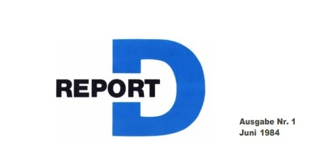 Shows the cover of the first issue of D-Report from June 1984.